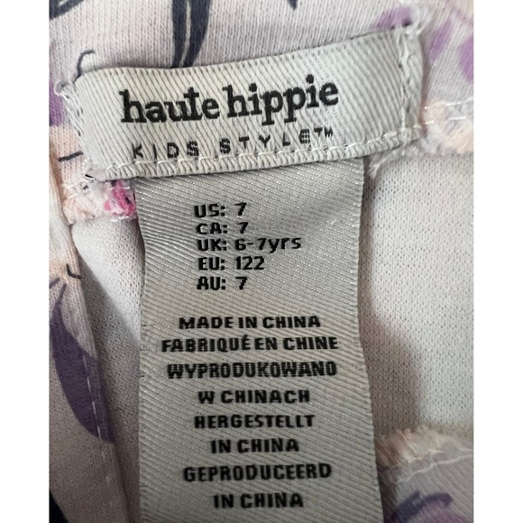 Haute Hippie Kids Girls Floral Dress Purple White Lilac Bows Ruffles Size 7 - Picture 4 of 6